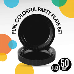 9 In. Black Paper Plates - 50 Ct.