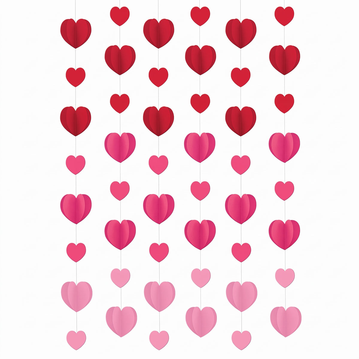 Valentine's Day Dimensional Hearts String Decoration, 7 ft
