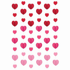 Valentine's Day Dimensional Hearts String Decoration, 7 ft