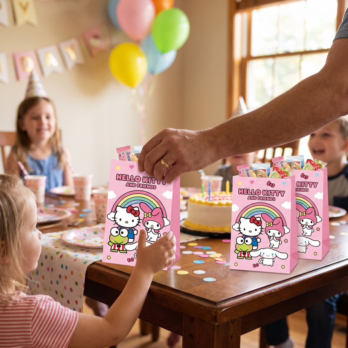 Hello Kitty Printed Party Favor Bags - Pack of 8