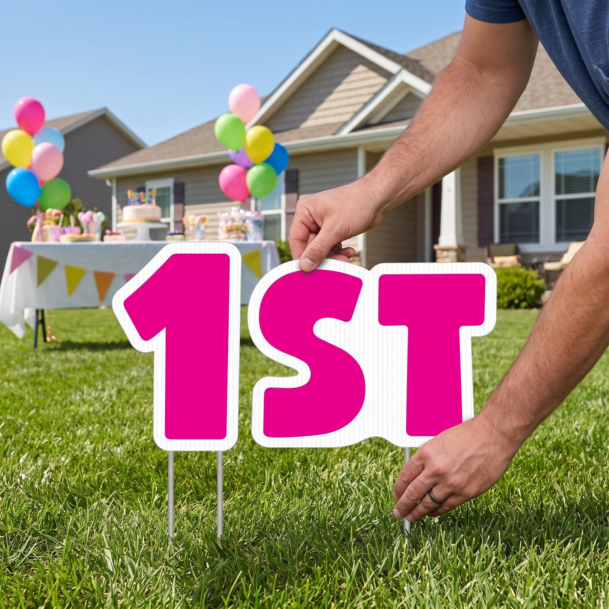 Pink "ST" Birthday Yard Sign