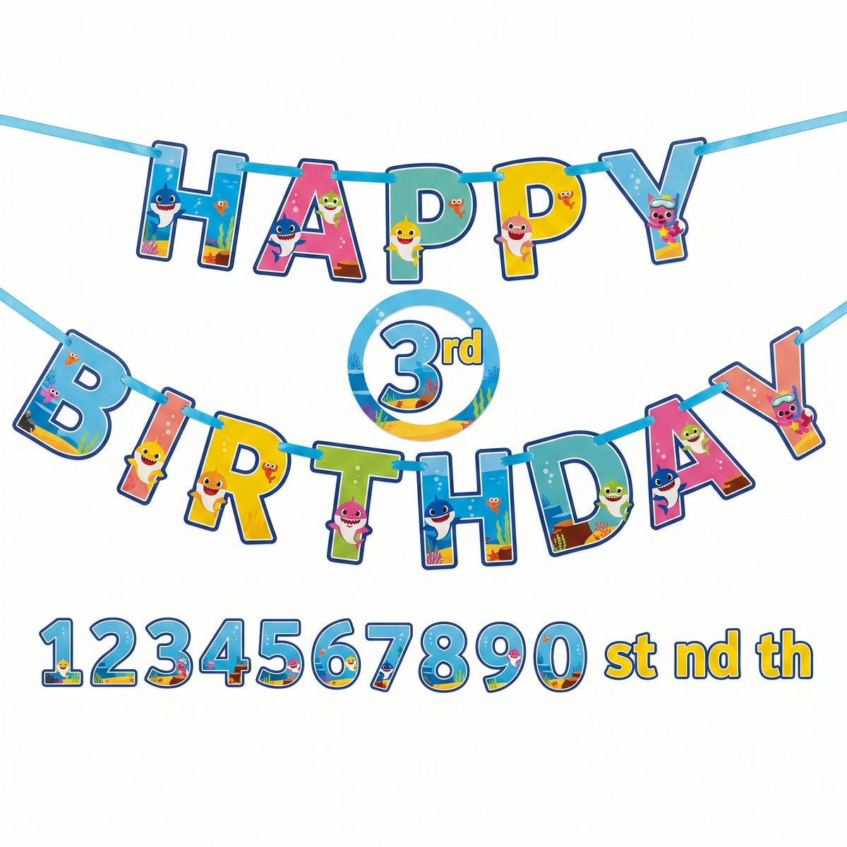 Baby Shark Jumbo "Happy Birthday" Add-An-Age Letter Banner