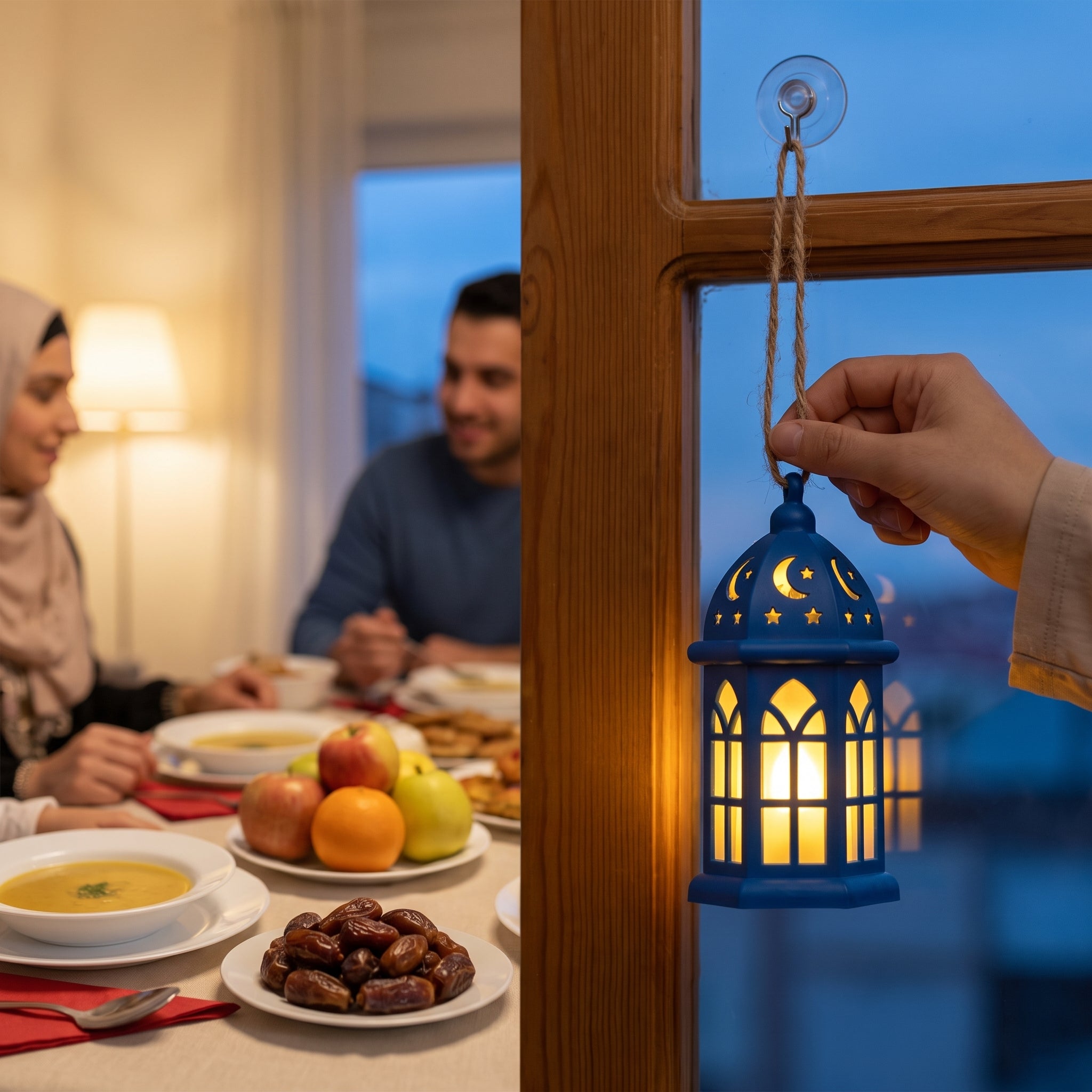 Mini LED Eid Lantern with Crescent Moon Design
