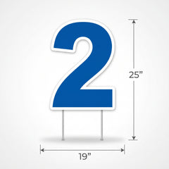 Bold Blue Number 2 Yard Sign