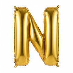 Gold Metallic Foil Letter "N" Balloon - Air Filled