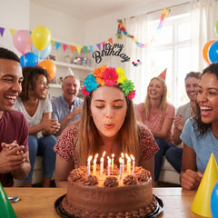 "It's My Birthday" Multicolour Floral Crown Headband