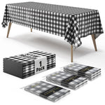 Black Gingham Plastic Table Cover - 54 In. x 108 In.