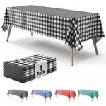 Black Gingham Plastic Table Cover | 54 in. x 108 in.