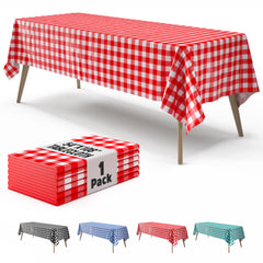 Red Gingham Plastic Table Cover | 54 in. x 108 in.