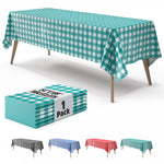 Teal Gingham Plastic Table Cover | 54 in. x 108 in.