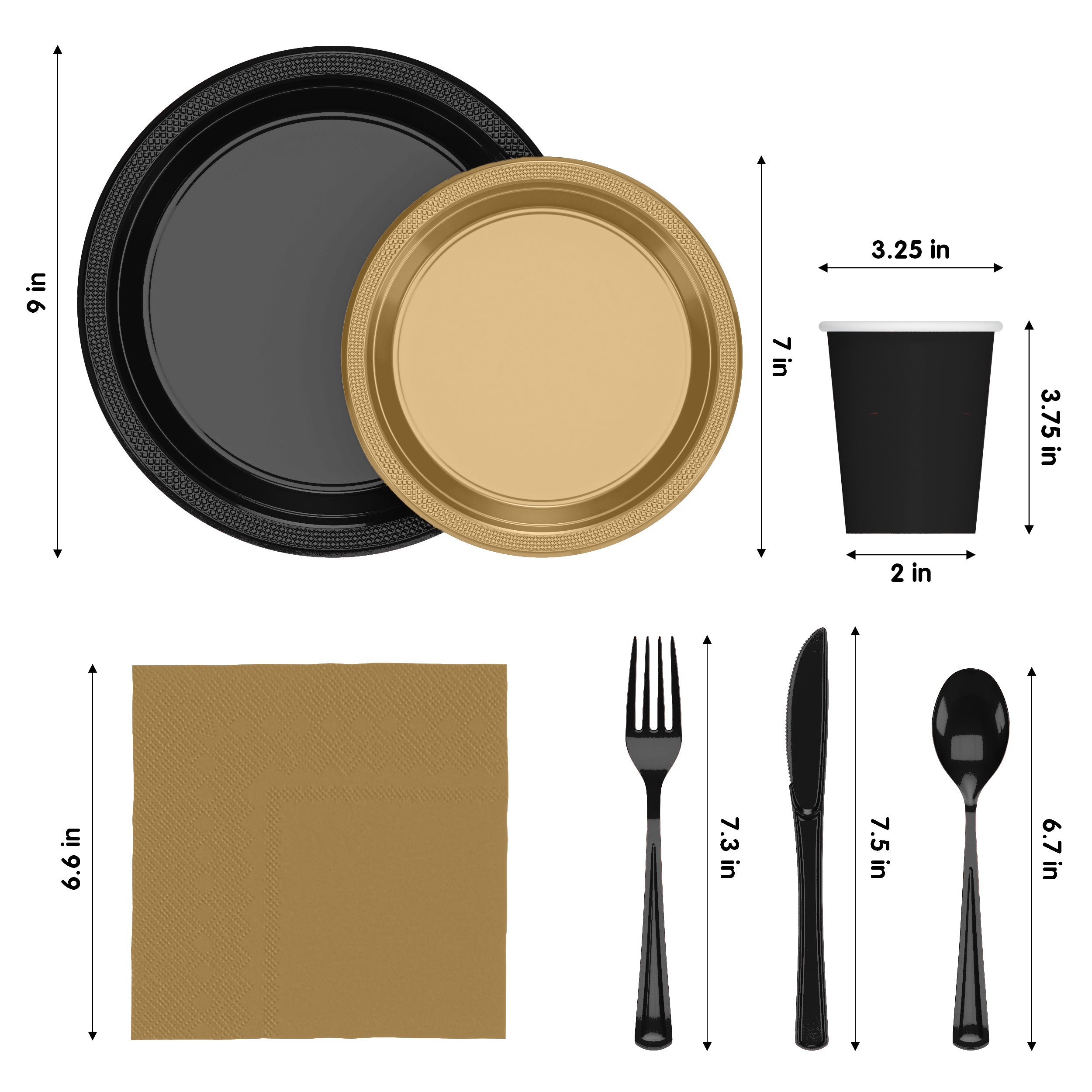 350 Pcs New Years Eve Disposable Tableware Set