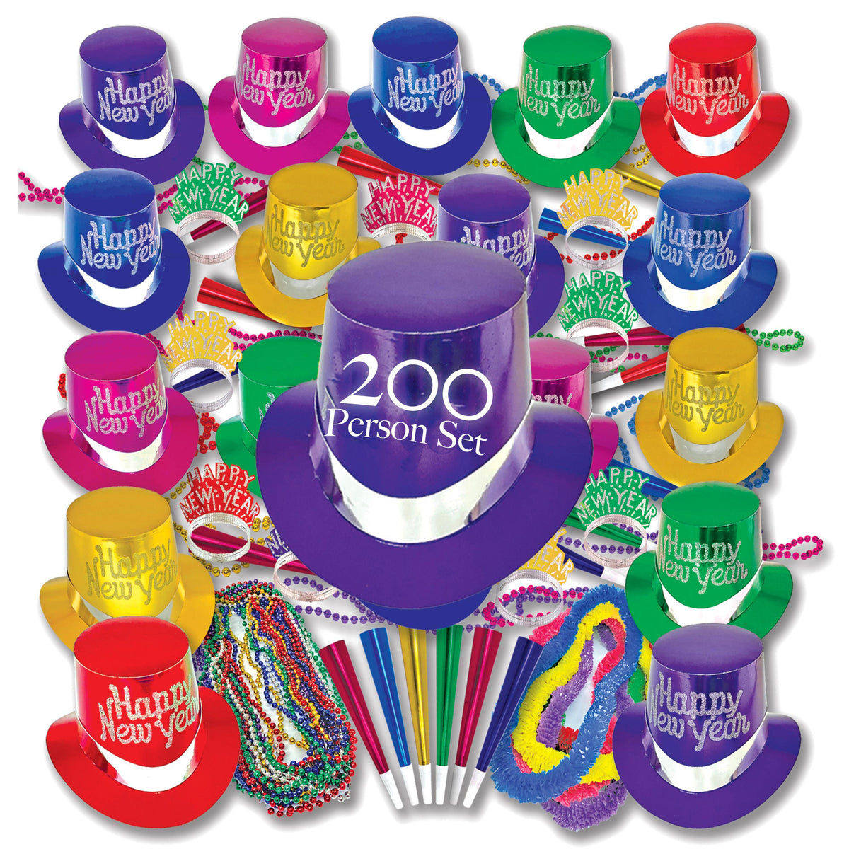 Happy New Years Multi Color Party Kit For 200