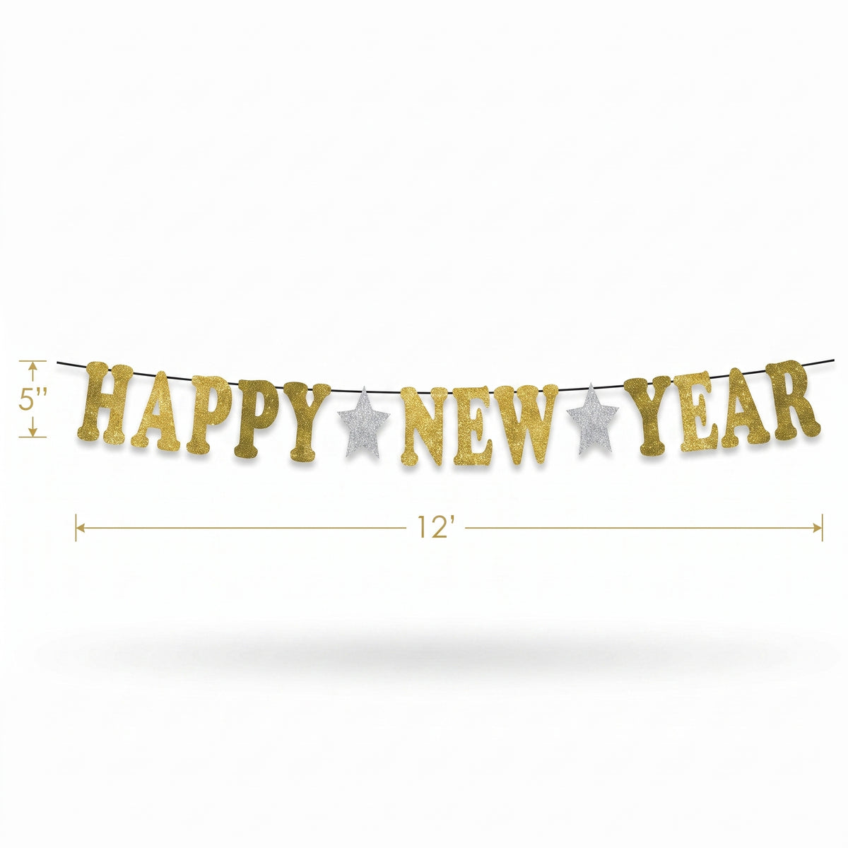 Glitter Gold "Happy New Year" Banner Decoration