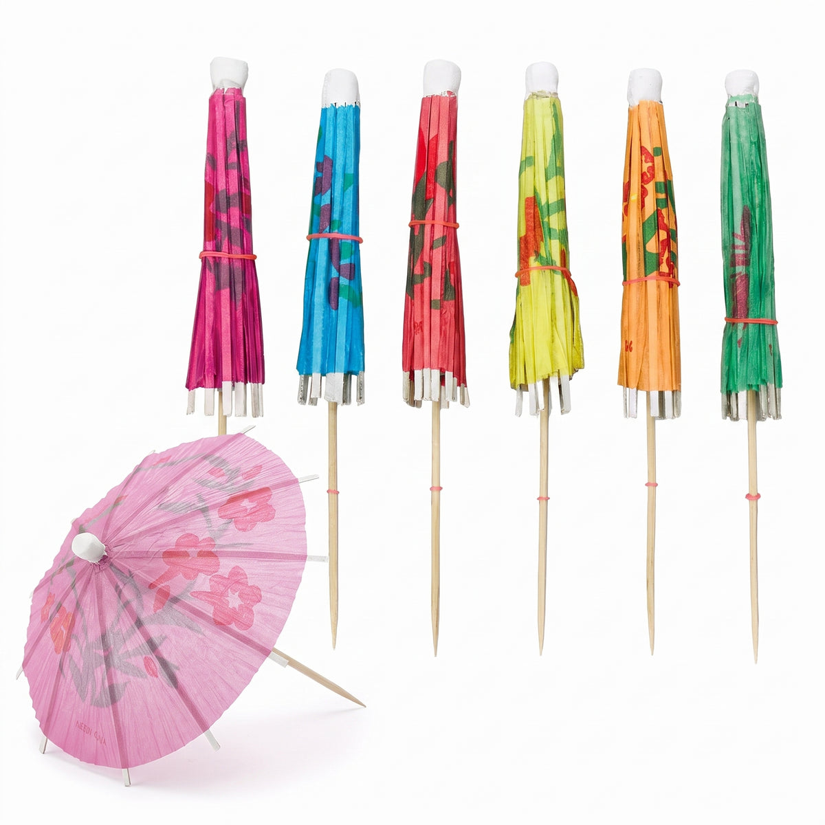 Multicolour Parasol Cocktail Picks - 100 Pack