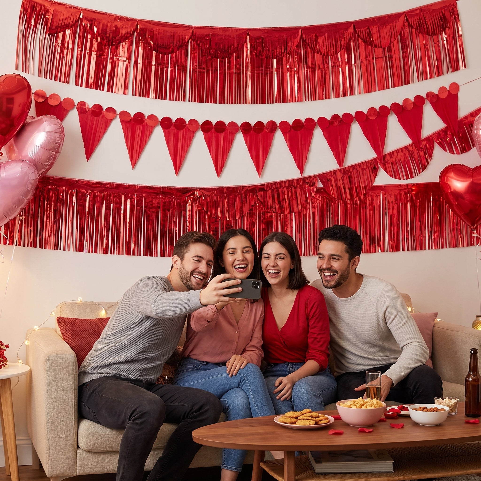 Red Metallic Fringe Banner Kit for Parties