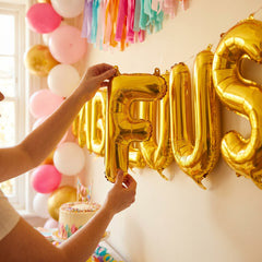 Gold Foil Letter F Balloon - Metallic Mylar Party Decoration