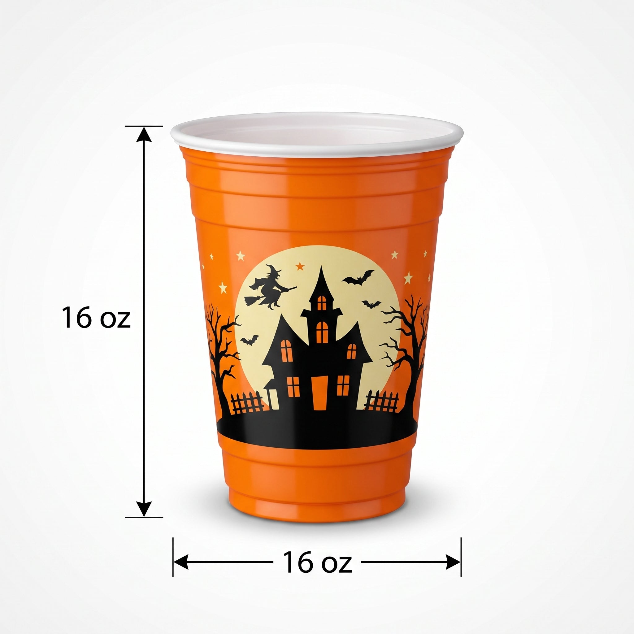 Vintage Halloween Printed Plastic Cups, 16oz, 25-Pack