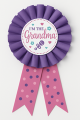 "I'm The Grandma" Award Ribbon - Purple & Pink Baby Shower Accessory