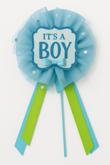 "It's a Boy" Blue and Green Award Ribbon - Baby Shower Wearable Accessory
