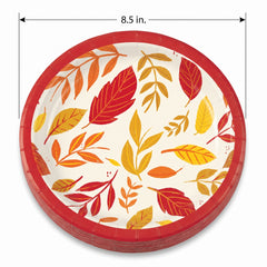 Leafy Autumn Harvest 8.5" Round Paper Plates