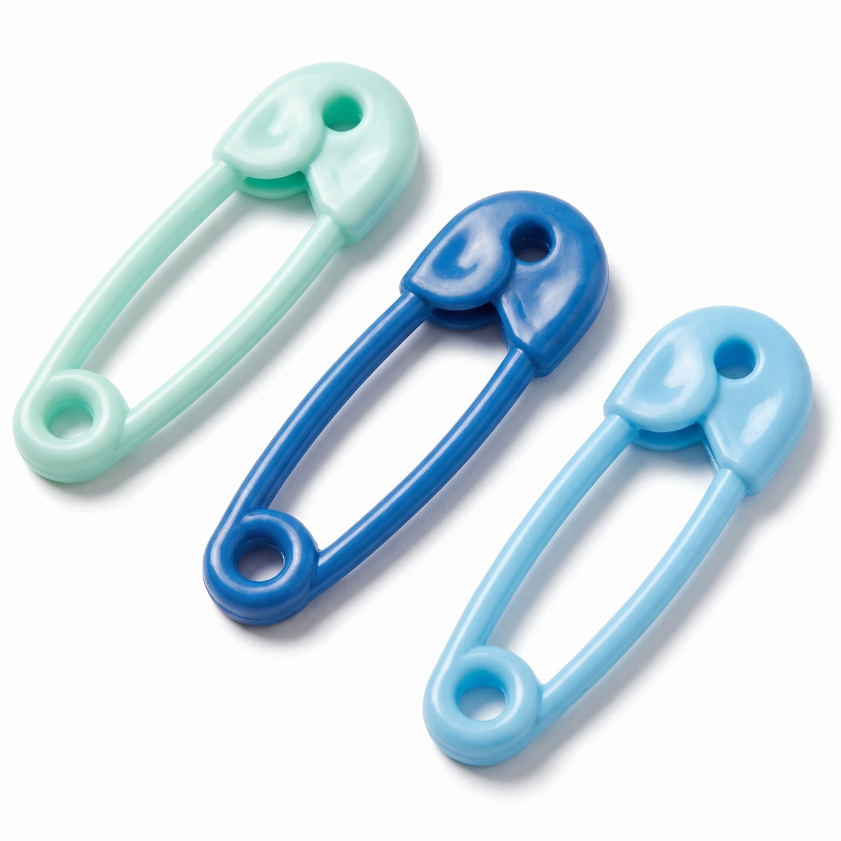 Blue Safety Pin Favor Charms - 24 Pack for Baby Showers