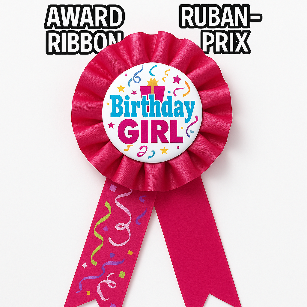 "Birthday Girl" Award Ribbon - Festive Pink Wearable Party Accessory