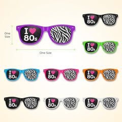 Totally 80s Party Glasses with Fun Printed Lenses, 10-Pack