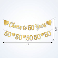 Elegant Gold "Cheers to 50 Years" Anniversary Banner Kit