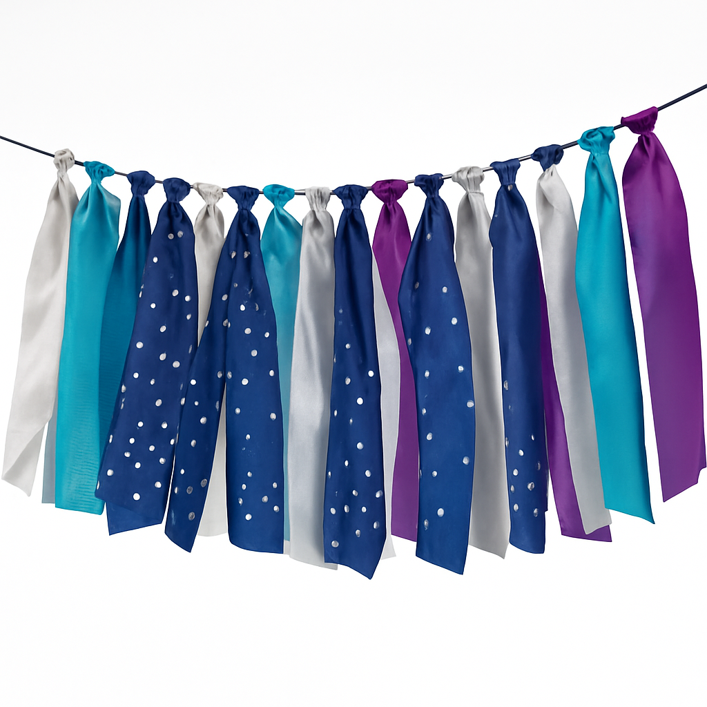 Sparkling Sapphire Ribbon Tassel Garland
