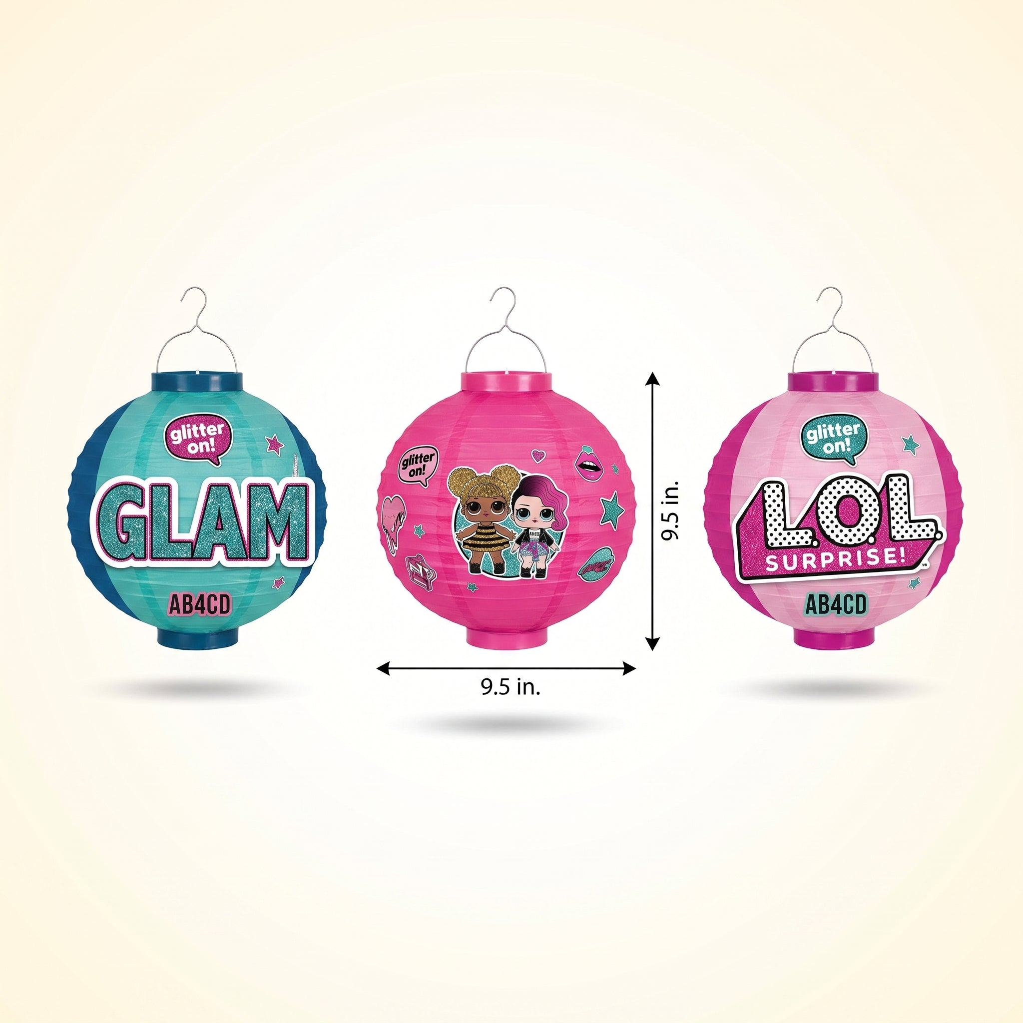 L.O.L. Surprise! "Together 4-Eva" Embellished Paper Lanterns, 9.5-Inch, 3-Pack