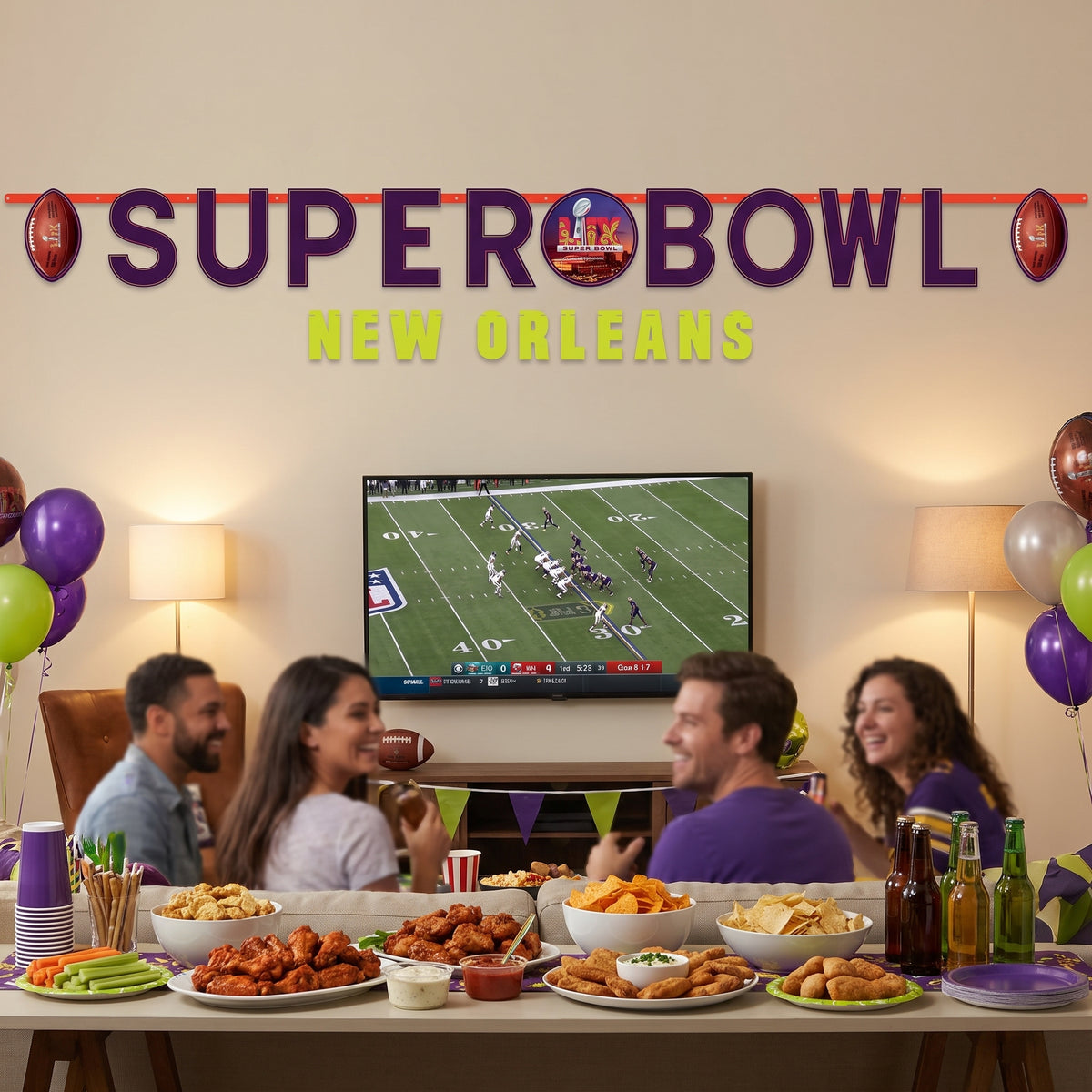 Super Bowl LIX Jumbo Letter Banner Kit - 2 Banners for Game Day Festivities