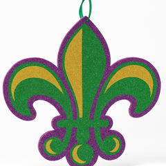 Glitter Fleur de Lis Hanging Sign Decoration for Mardi Gras