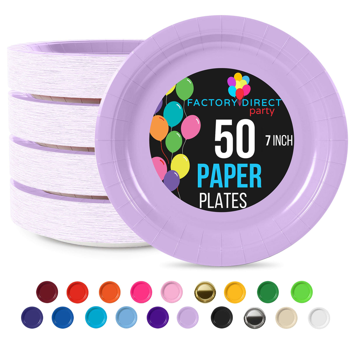 7 In. Lavender Paper Plates - 50 Ct.