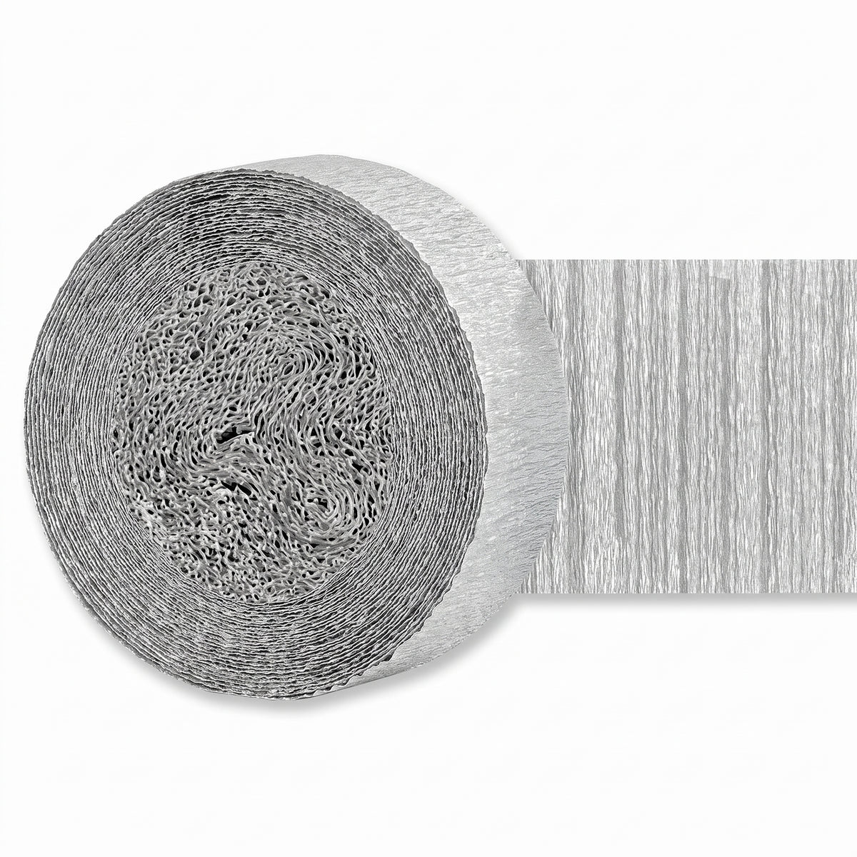 Silver Crepe Streamer - 200ft Shimmering Party Decoration