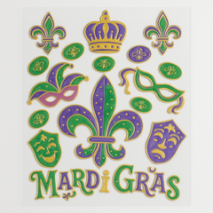 Embossed Mardi Gras Vinyl Window Decorations