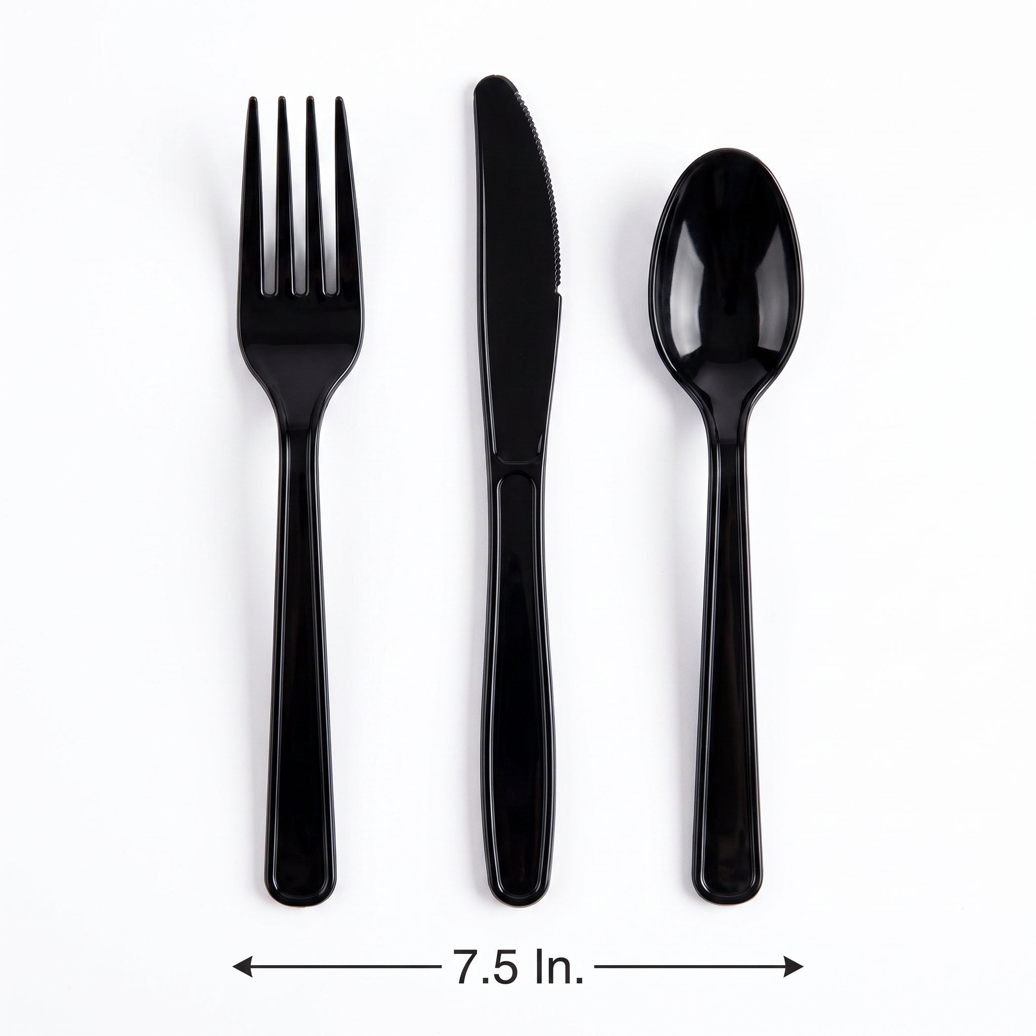 Jet Black Assorted Plastic Cutlery Set - 24 Pieces - 7.5 in.