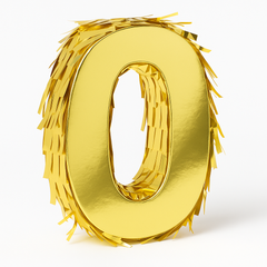 Metallic Gold Mini Number 0 Pinata Decoration