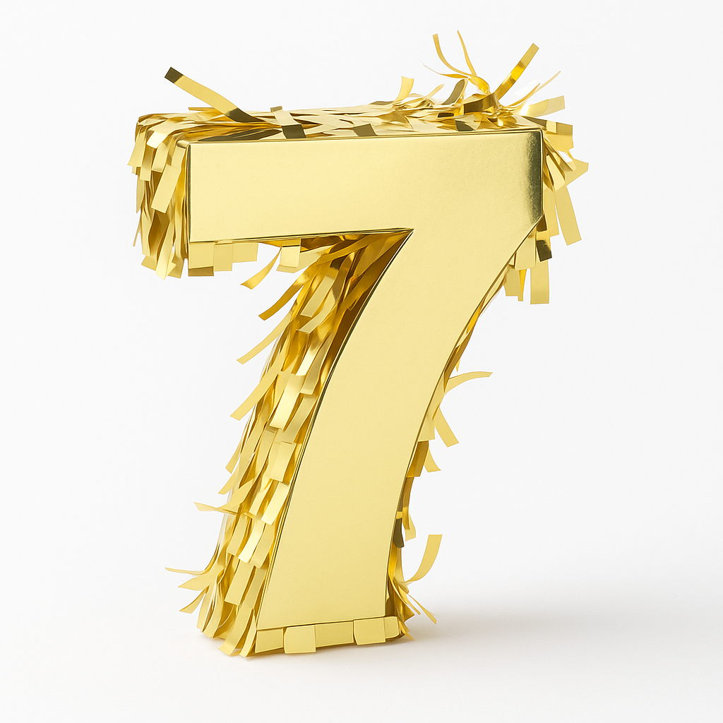 Metallic Gold Mini Number 7 Pinata Decoration, 6-Inch