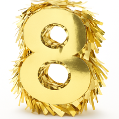 Metallic Gold Number 8 Mini Piñata Decoration, 6-Inch