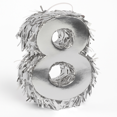 Metallic Silver Number 8 Mini Pinata Decoration, 6-Inch