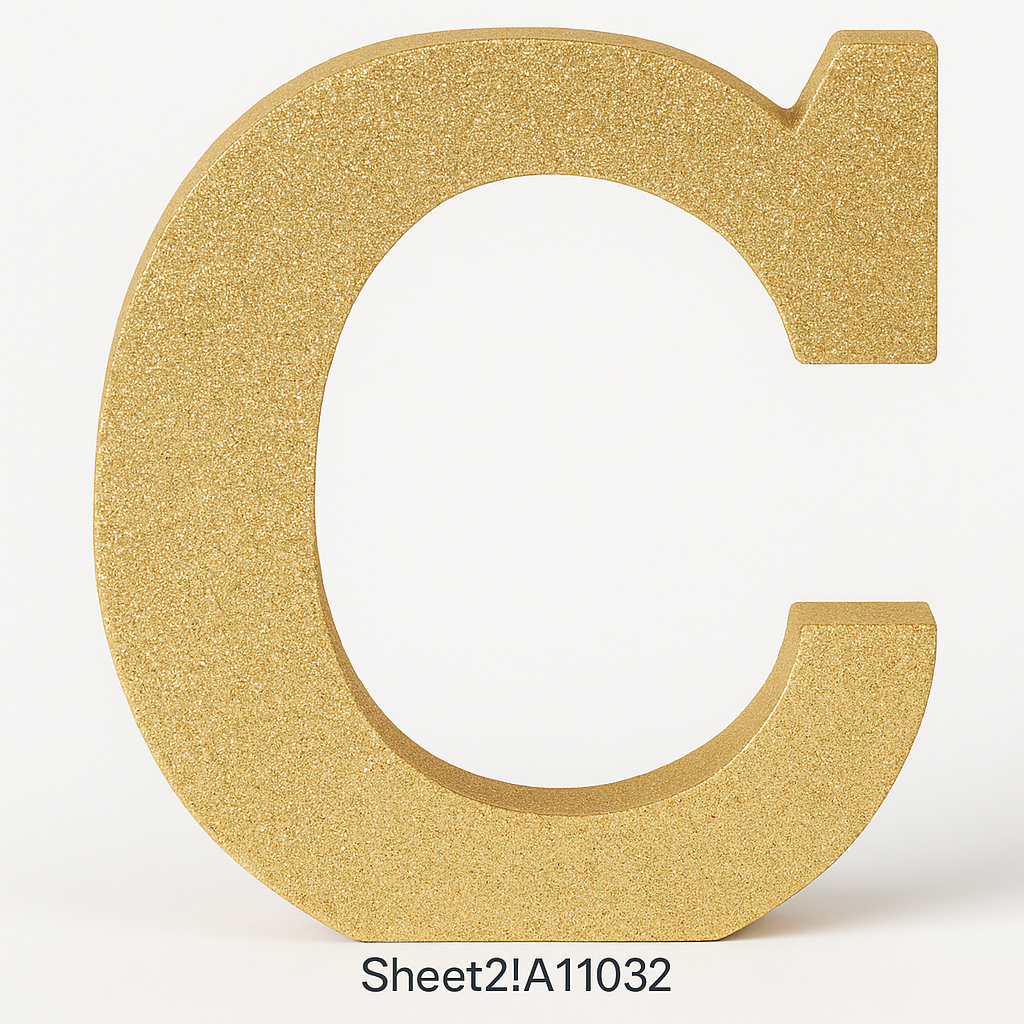 Glitter Gold Letter C Sign - Standing Block Decoration, 4-Inch