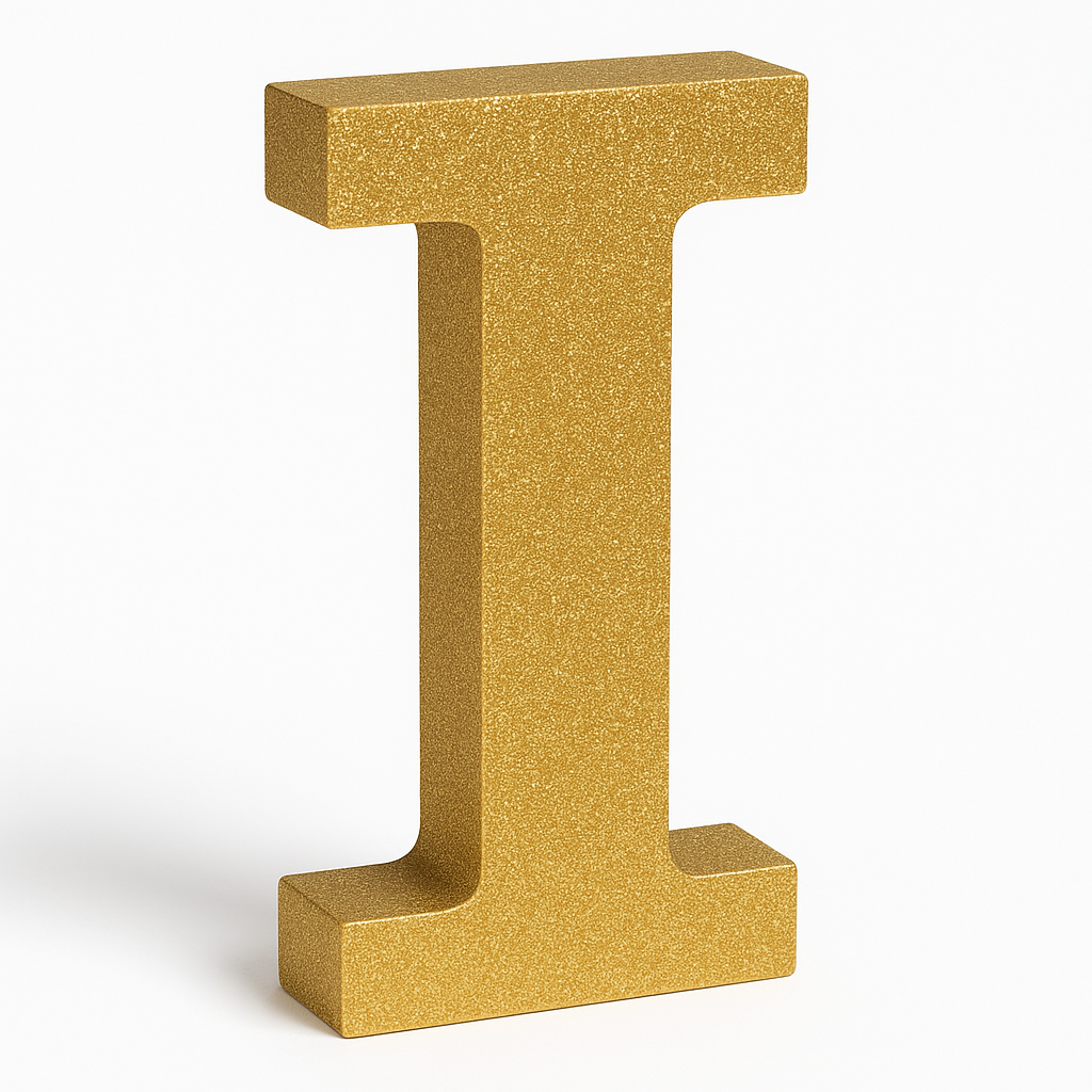 Glitter Gold Letter "I" Standing Sign ‚Äì 4-Inch Party Decoration