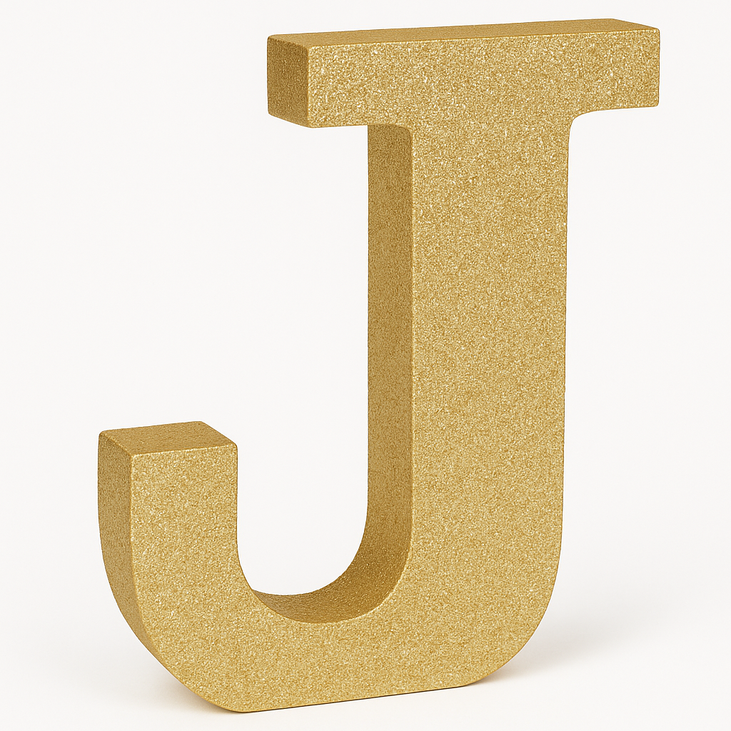 Glitter Gold Letter "J" MDF Hanging Sign