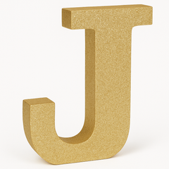 Glitter Gold Letter "J" MDF Hanging Sign