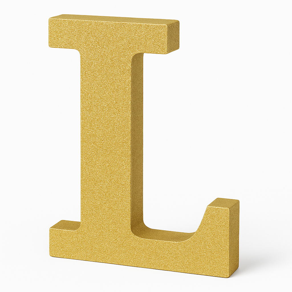 Glitter Gold Letter "L" Hanging & Standing Sign Decoration