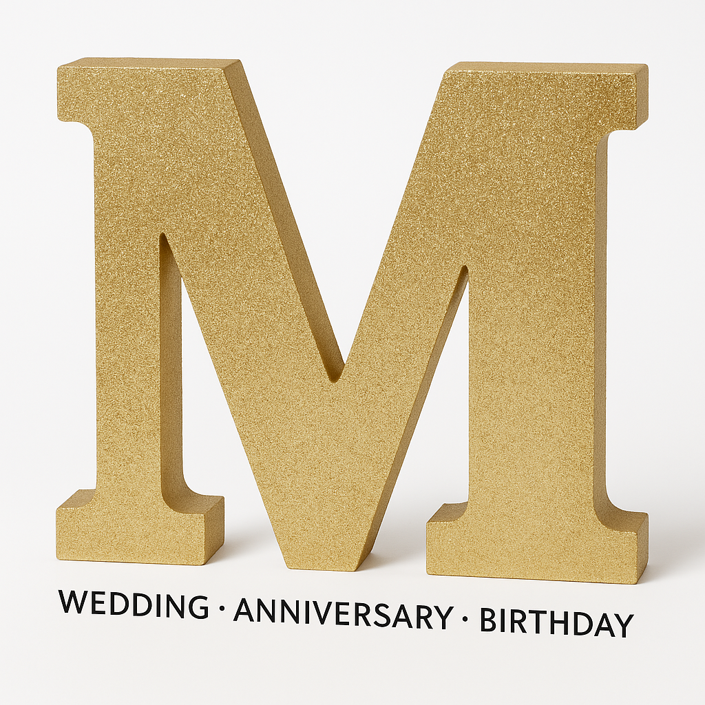 Glittering Gold Letter "M" Hanging Decoration