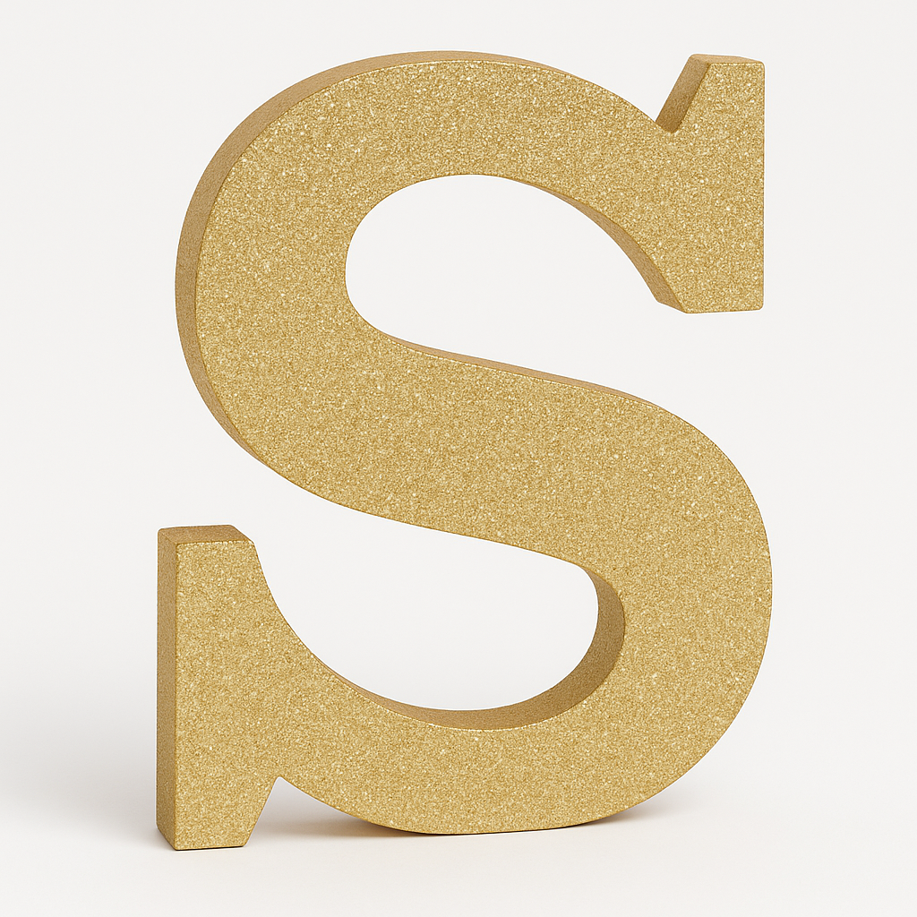 Glitter Gold "Q" Standing Block Letter Sign - 4-inch Decorative Centerpiece