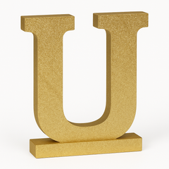Glitter Gold "Q" Standing Block Letter Sign - 4-inch Decorative Centerpiece