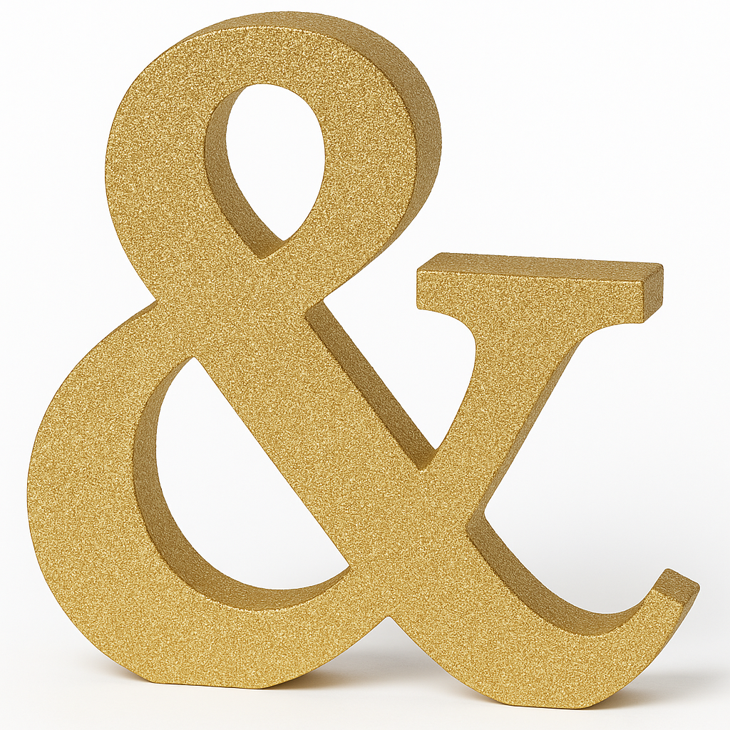 Glitter Gold Ampersand Hanging Sign Decoration, 8-Inch