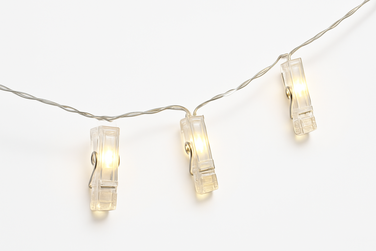 Photo Clip LED String Lights - 10 Warm White Battery-Operated Clips, 5 ft